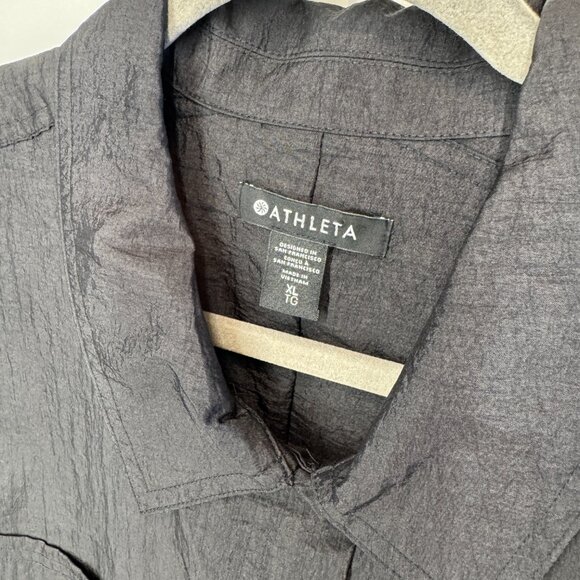 NWOT Athleta Lunar Shine Button Down Shirt in Black - Picture 2 of 11